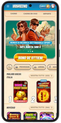 Vegasino main logined page