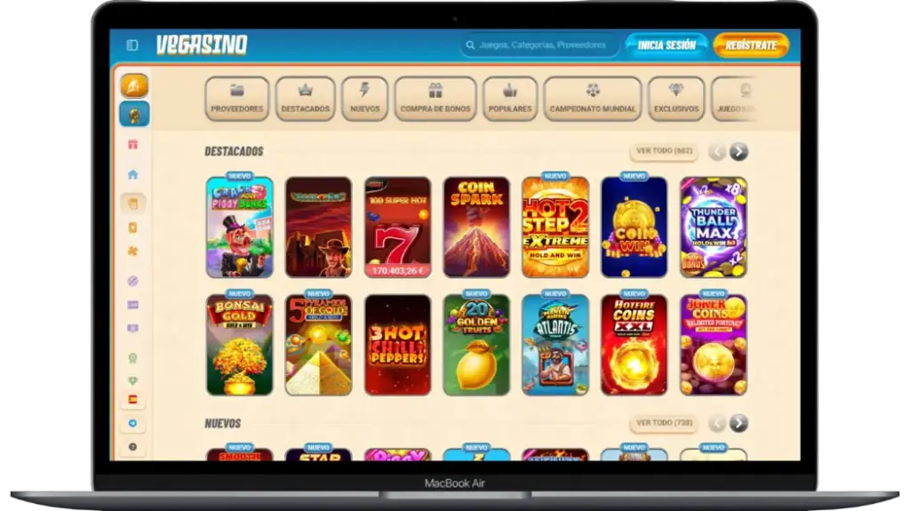 Una gran variedad de juegos en el Vegasino Casino