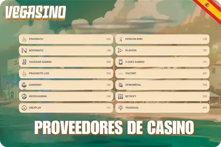Proveedores de juegos en el Vegasino Casino