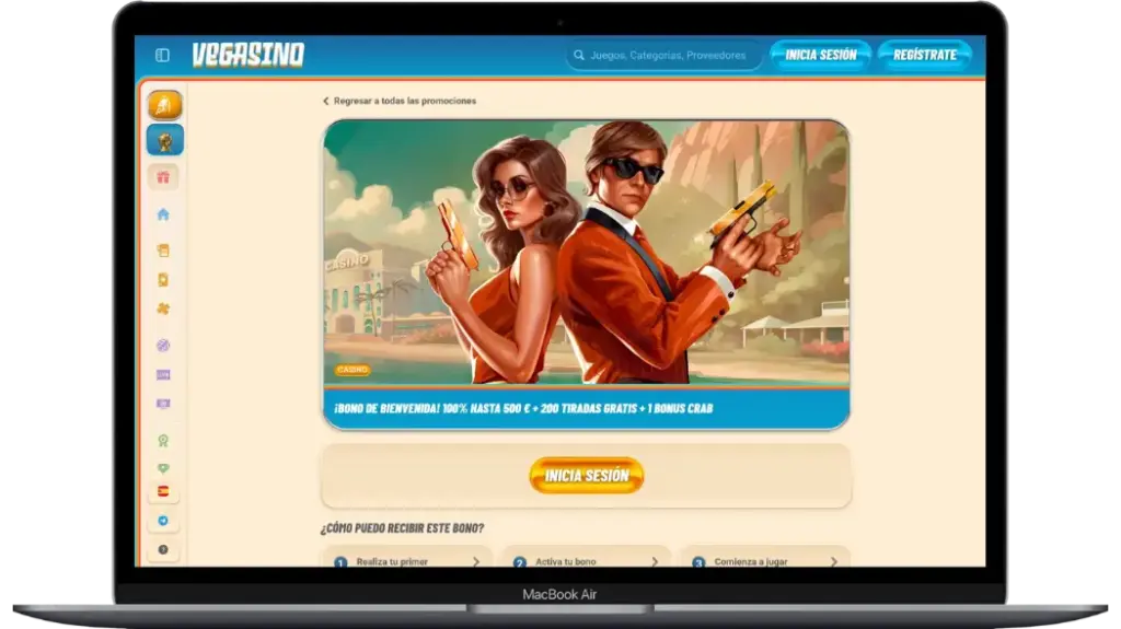 Bono de bienvenida en el Vegasino Casino